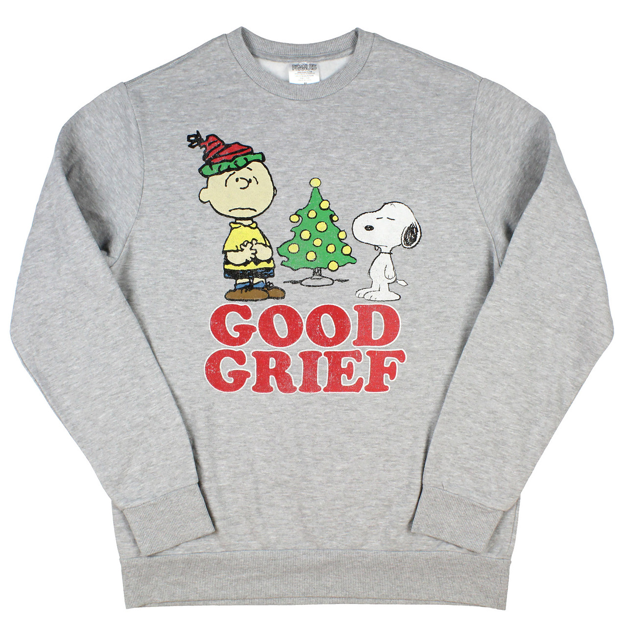 Peanuts Men's Charlie Brown Christmas Good Grief Crewneck
